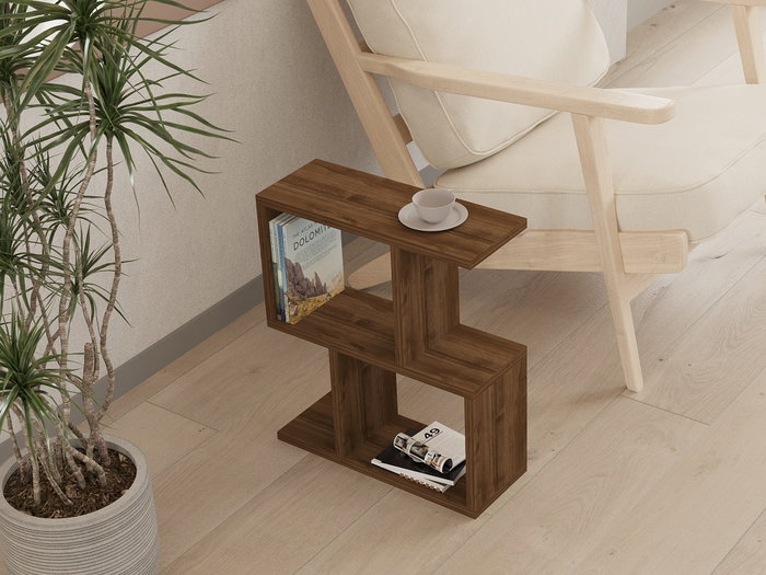 Hanah Home Zet - Mesa auxiliar de 2 niveles en Nogal Hanah Home Zet - Mesa auxiliar de 2 niveles en Nogal